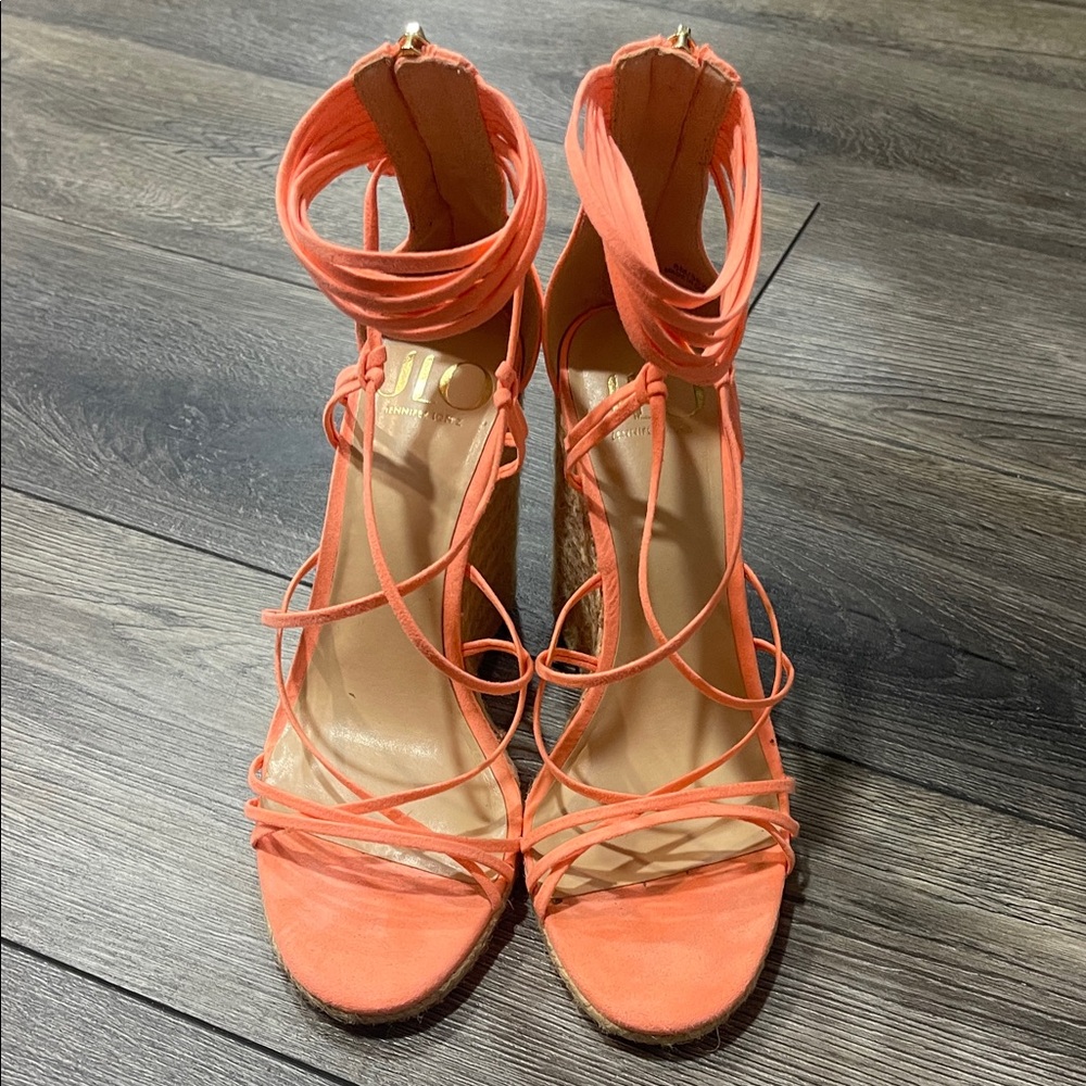 Jennifer Lopez Vibrant Orange Strappy Sandals